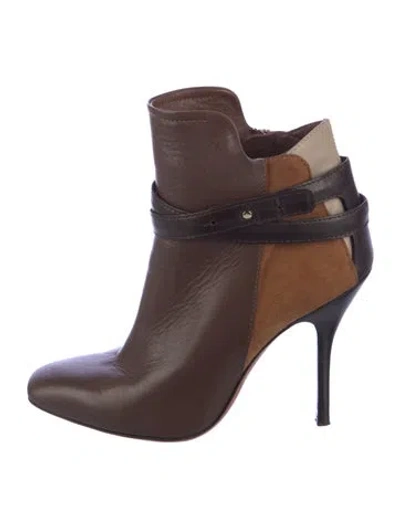 Pre-owned Bally Leather Colorblock Pattern Boots In Brown