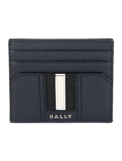 Pre-owned Bally Leather Colorblock Pattern Card Holder In Blue