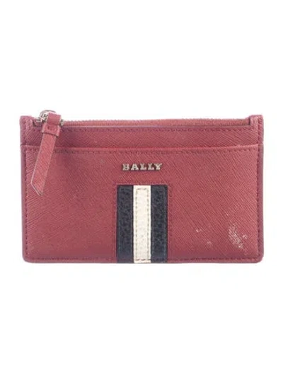 Pre-owned Bally Leather Colorblock Pattern Card Holder In Burgundy
