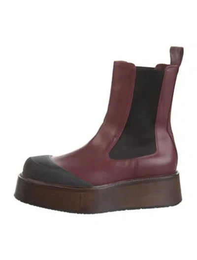 Pre-owned Bally Leather Colorblock Pattern Chelsea Boots In Burgundy
