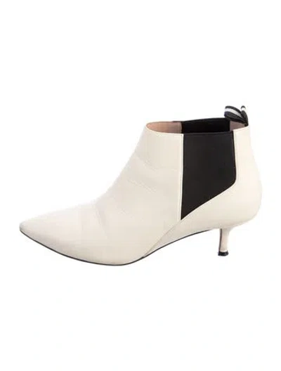 Pre-owned Bally Leather Colorblock Pattern Chelsea Boots In White