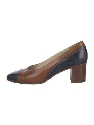 Pre-owned Bally Leather Colorblock Pattern Pumps In Blue
