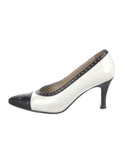 Pre-owned Bally Leather Colorblock Pattern Pumps In White