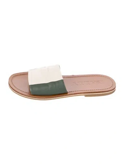 Pre-owned Bally Leather Colorblock Pattern Slides In Neutral