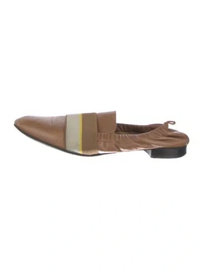 Pre-owned Bally Leather Colorblock Pattern Slingback Flats In Brown