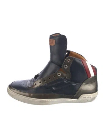 Pre-owned Bally Leather Colorblock Pattern Sneakers In Blue
