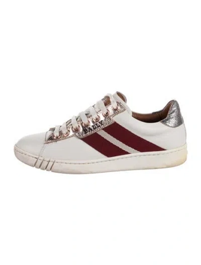 Pre-owned Bally Leather Colorblock Pattern Sneakers In White