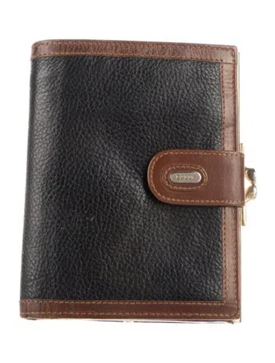 Pre-owned Bally Leather Colorblock Pattern Wallet In Black