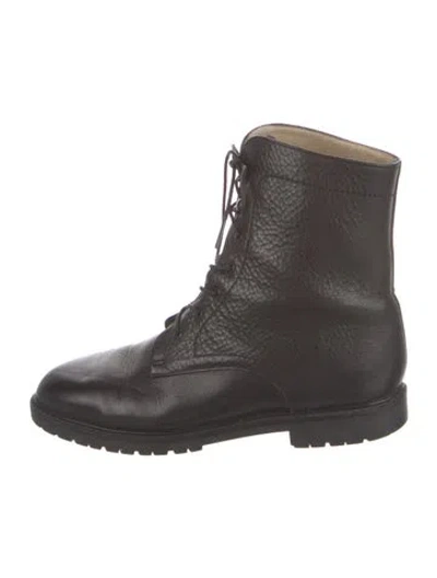 Pre-owned Bally Leather Combat Boots In Black