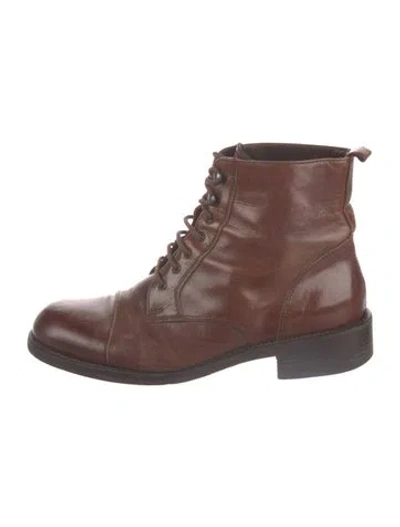 Pre-owned Bally Leather Combat Boots In Brown
