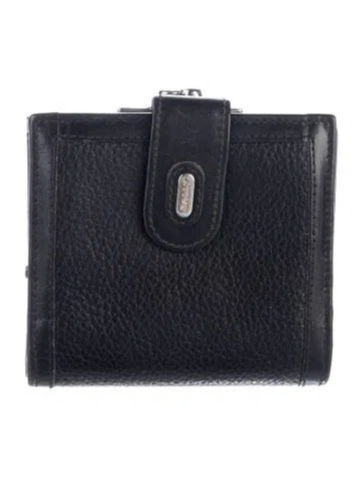 Pre-owned Bally Leather Compact Wallet In Black