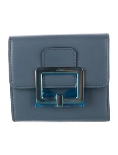 Pre-owned Bally Leather Compact Wallet In Blue