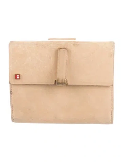 Pre-owned Bally Leather Compact Wallet In Neutral