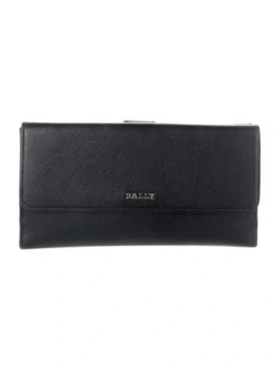 Pre-owned Bally Leather Continental Wallet In Black