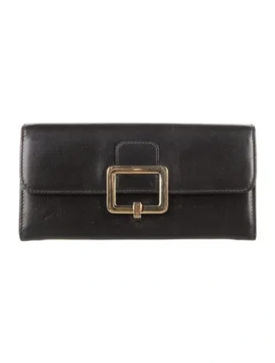 Pre-owned Bally Leather Continental Wallet In Black