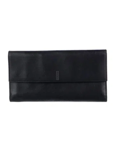 Pre-owned Bally Leather Continental Wallet In Black