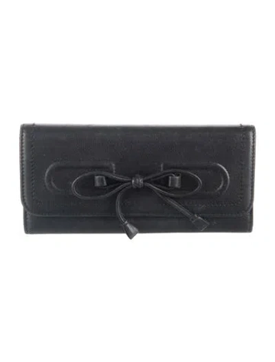 Pre-owned Bally Leather Continental Wallet In Black