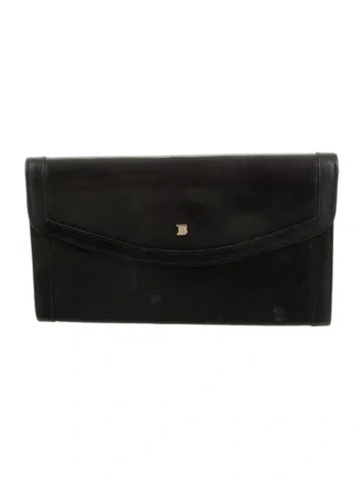 Pre-owned Bally Leather Continental Wallet In Black
