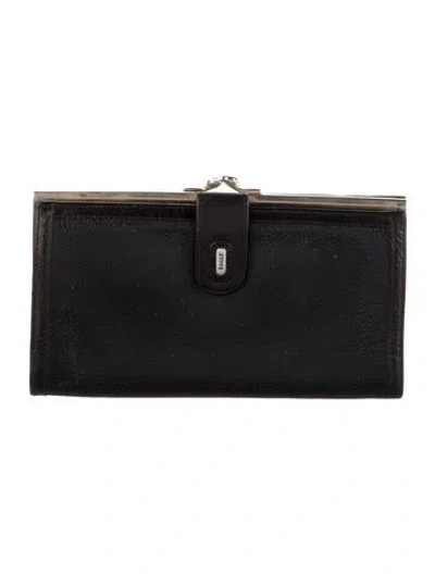 Pre-owned Bally Leather Continental Wallet In Black