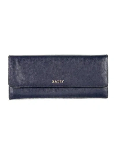 Pre-owned Bally Leather Continental Wallet In Blue