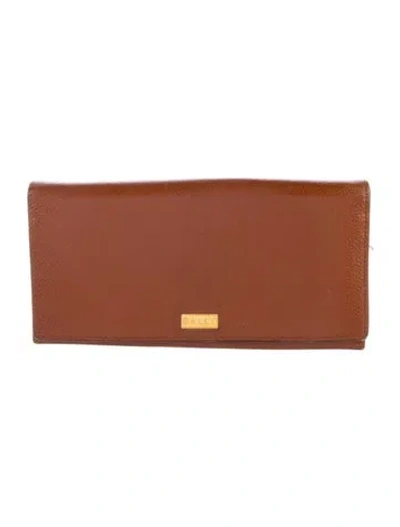Pre-owned Bally Leather Continental Wallet In Brown