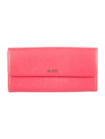 Pre-owned Bally Leather Continental Wallet In Pink