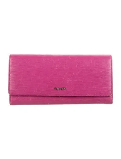 Pre-owned Bally Leather Continental Wallet In Purple
