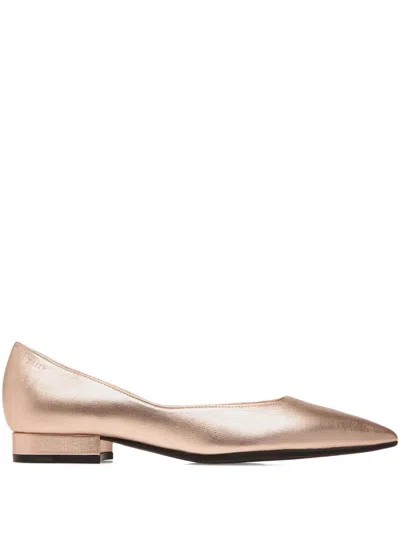 Bally Leather-covered Pointed-toe Flat Pumps In Pink