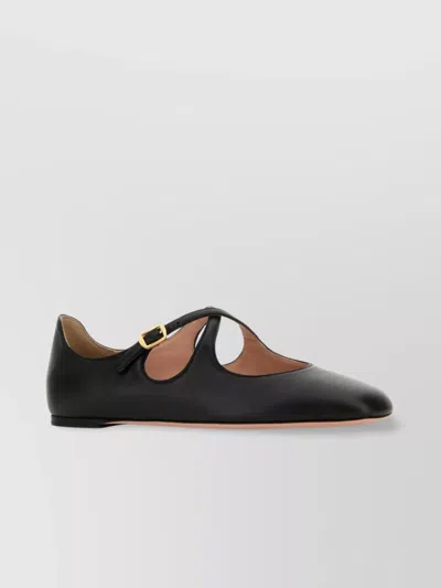 BALLY LEATHER CUT-OUT BALLERINAS FLAT SOLE