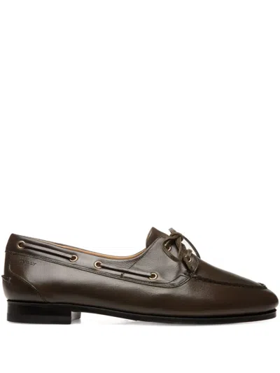 Bally Leather Derby Shoes In Brown