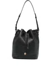 Bally Leather Drawstring Bucket Bag In Black