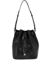 Bally Leather Drawstring Bucket Bag In Black
