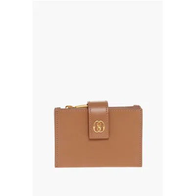 Bally Leather Emblem Accordion Wallet With Women's Chain