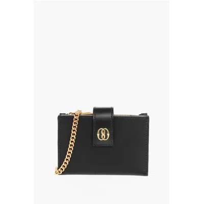 Bally Leather Emblem Accordion Wallet With Women's Chain
