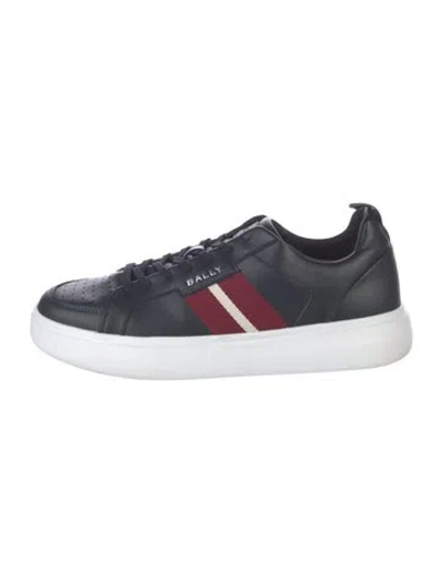 Pre-owned Bally Leather Embroidered Accent Sneakers In Blue