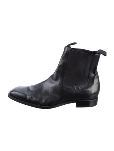 Pre-owned Bally Leather Eyelet Trim Chelsea Boots In Black