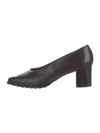 Pre-owned Bally Leather Faux Fur Trim Pumps In Brown