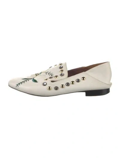 Pre-owned Bally Leather Floral Print Loafers In Neutrals/white