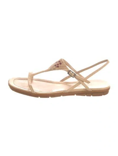 Pre-owned Bally Leather Floral Print Sandals In Neutrals