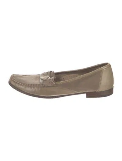Pre-owned Bally Leather Fringe Trim Accent Loafers In Neutral