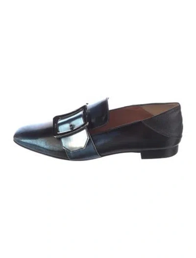 Pre-owned Bally Leather Glitter Accents Loafers In Black