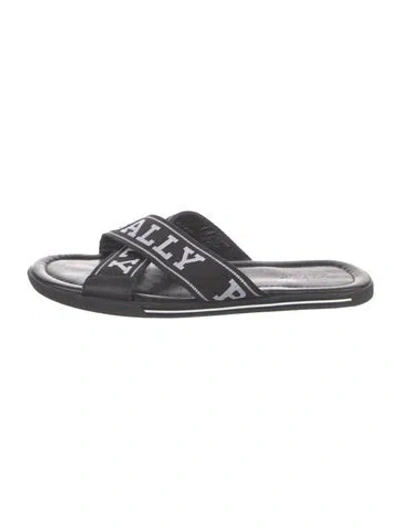 Pre-owned Bally Leather Graphic Print Slides In Black