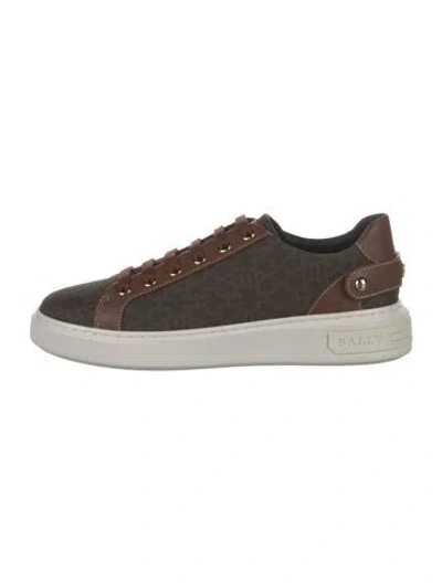 Pre-owned Bally Leather Graphic Print Sneakers In Brown