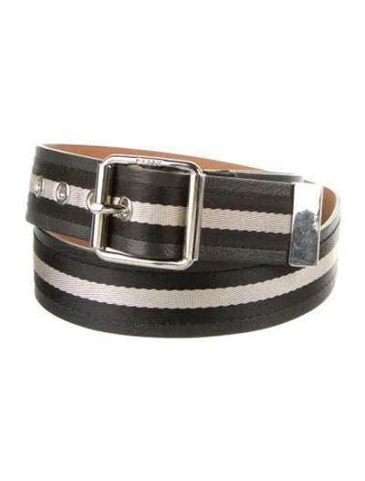 Pre-owned Bally Leather Grosgrain Trim Belt In Black