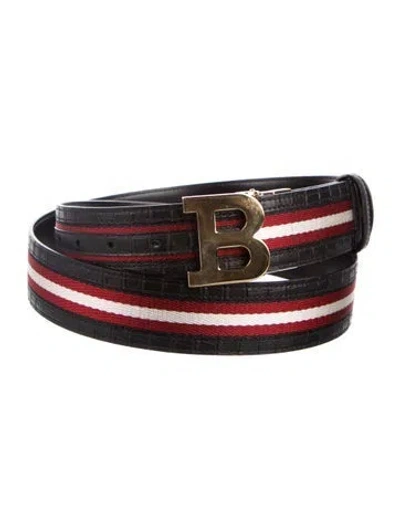 Pre-owned Bally Leather Grosgrain Trim Belt Kit In Black