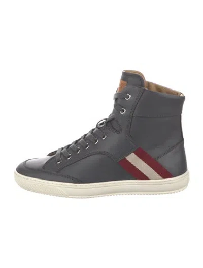 Pre-owned Bally Leather Grosgrain Trim Boots In Grey