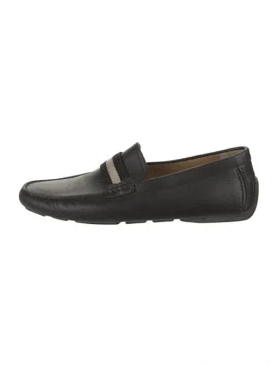 Pre-owned Bally Leather Grosgrain Trim Drivers In Black
