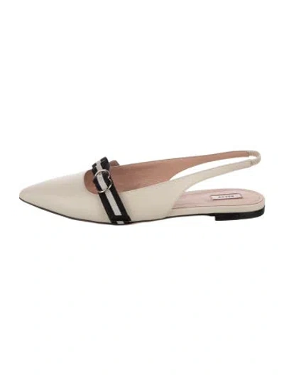 Pre-owned Bally Leather Grosgrain Trim Slingback Flats In Neutrals