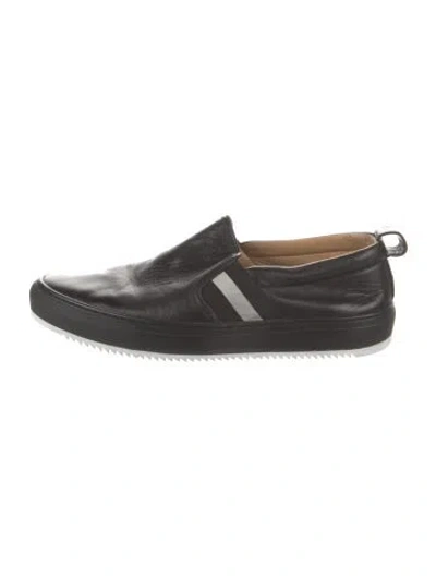 Pre-owned Bally Leather Grosgrain Trim Sneakers In Black