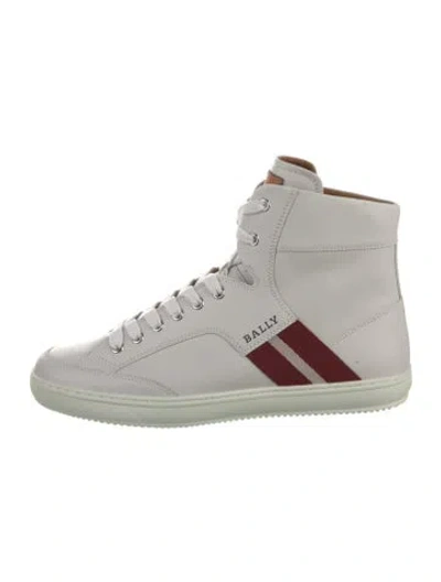Pre-owned Bally Leather Grosgrain Trim Sneakers In White